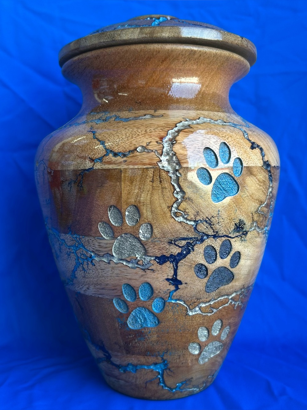 Thunder Storm Wooden Pet Urn
